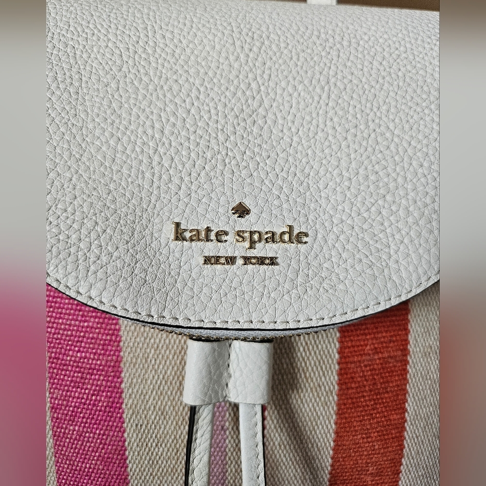 Kate Spade Canvas & Pebbled Leather Backpack! NWOT! - Picture 2 of 15